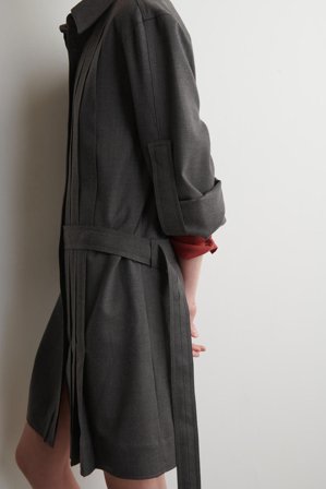 COS Women's Abito Chemisier Mini In Lana Con Pieghe Su Un Lato in Grigio