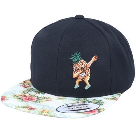 Iconic - Svart snapback Caps - Dabbing Pineapple Black/Floral Mint Snapback @ Hatstore