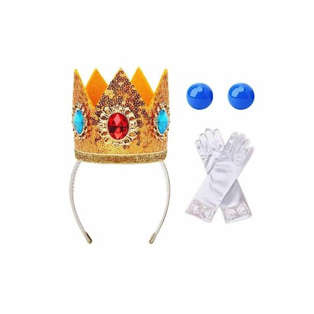 Sett med 3 Princess Peach Crown-tilbehør, Princess Dress Up-tilbehør for barnejenter