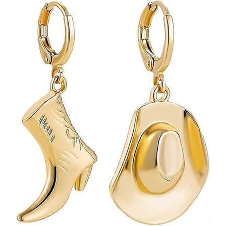 Western Cowgirl-øredobber, Cowboy Boots Hat Charm-øredobber Sett med 2, Motelegering Cowboy Boots Cowboy Hat-øredobber. (FMY)