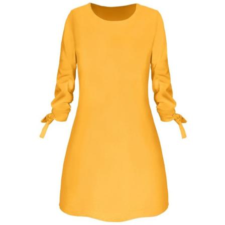 Kvinnors O-ringad Solid Klänning Lös Mini Casuals 3/4 Ärm Rosett El