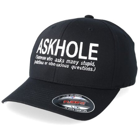 Iconic - Svart flexfit Keps - Askhole Black Flexfit @ Hatstore