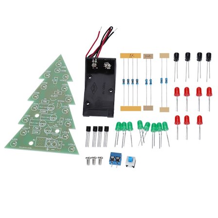 LED DIY PCB kretskortsett Flash Tree 3D juletre elektroniske deler sett