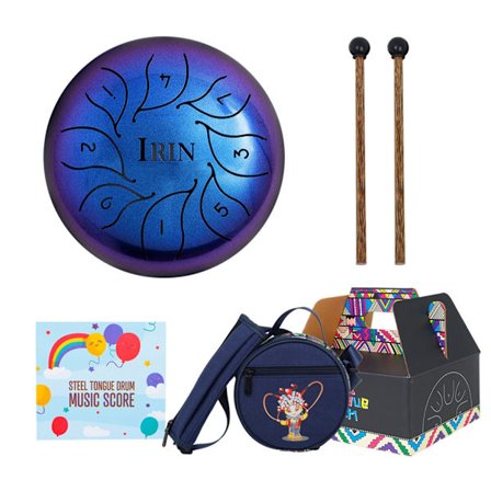 5,5 tum 14 cm Stål Tongue Drum 8 Toner C-Dur Stämt Slagverksinstrument Handpan Trumma med Väska, Notbok, Klubbor