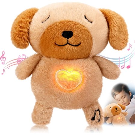 Plysbamse med vejrtrækning 9 tommer Beroligende Søvnhjælp Hjerteslag Plysdyr mod Angst med Musik Lys og Rytmisk Vejrtrækningsbevægelse Angstdæmpende