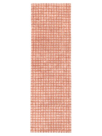 Linn Vaskbart 80X250 Lite Rosa/Terrakotta Rutet Løpere Bomullsteppe