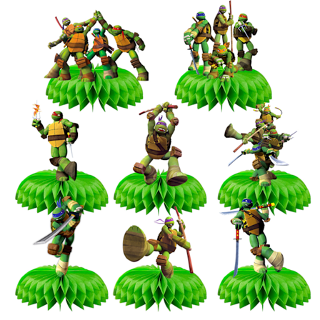 8 stk., Ninja Turtles tema festdekoration borddekoration side