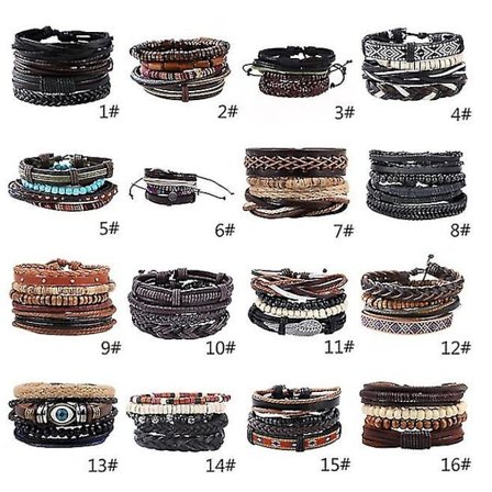 1 set Läderarmband Herrarmband Hampsnören Träpärlor Justerbart Wrap Armband For Women Men__1,barn,1