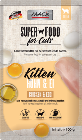 Mac's Super Food for Cats Kylling og Egg 12x100g - Våtfôr