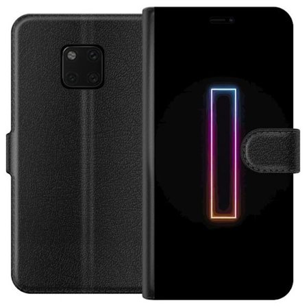 Kompatibel Tegnebogsetui til Huawei Huawei Mate 20 Pro Minimalistisk neonbogstav I i regnbuefarver mod mørk baggrund