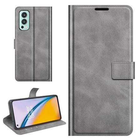 OnePlus Nord 2 5G læderetui med pung - Sølv/Grå Silver grey