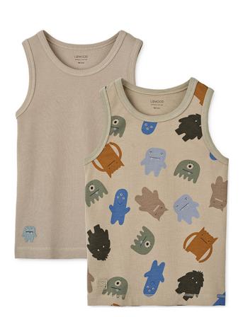 Faris Printed Tank Top 2-Pack Mix Tops T-shirts Sleeveless Beige Liewood