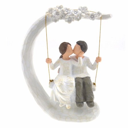 Par Figur Jubilæum Bryllup Skulptur Kærlighed Kysse Gynge Statue Kone Mand Gave Hjem Indretning til Valentinsdag Fødselsdag