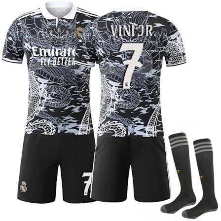 2025-2026 Real Madrid Dragemønster Special Edition Fotballdrakt med Sokker No.7 VINI JR L