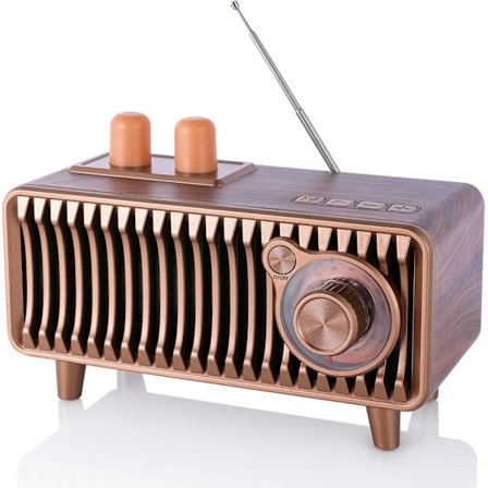 Retro Bluetooth -radio, pähkinäpuu, retro FM-radiolla, 20 W kannettava kaiutin USB-levyllä/TF-kortilla/AUX-musiikkisoittimella