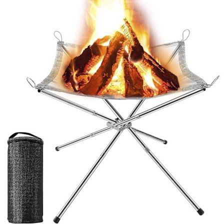 Bærbare ildskåle, sammenklappelig rustfrit stål ildkurv til camping, rustfrit stål net pejs, udendørs ildsted til udendørs, terrasse, camping, grill