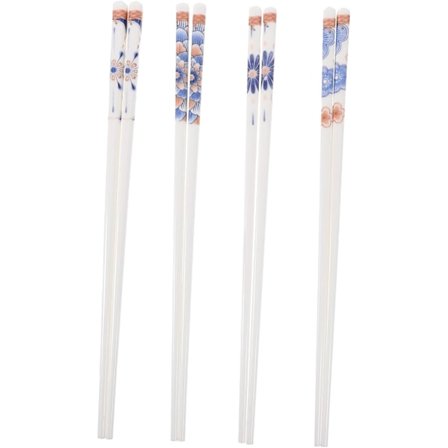 Japanilaiset syömäpuikot, 4 paria, valkoiset keraamiset syömäpuikot kotiin, ravintolaan ja matkalle