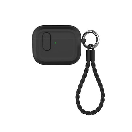 Bluetooth-kuulokkeen suojasilikoni kotelo kompatibelt med AirPods Pro 3 Magnetic Charging Case avainnauhalilla Black