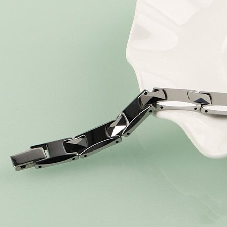 Noorzai Scandinavia - Bracelet in tungsten for men silver chain magnetic therapy