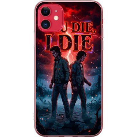 Kompatibelt Mobildeksel til Apple iPhone 11 Stranger Things-inspirert motiv med to unge menn, rød lynfylt himmel, mørk fantasyfølelse, drama, overnatu