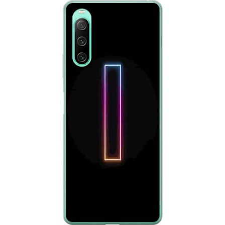 Kompatibel Mobilcover til Sony Sony Xperia 10 IV Minimalistisk neonbogstav I i regnbuefarver mod mørk baggrund