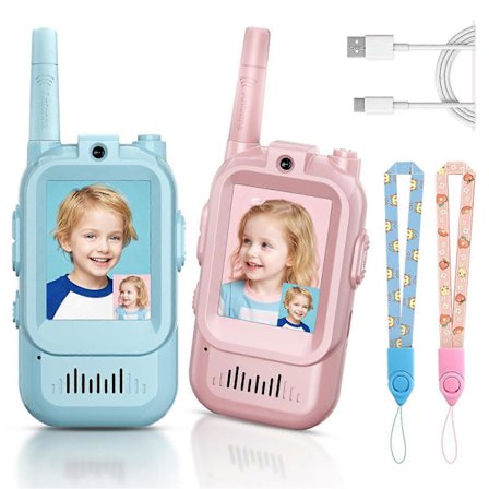 Børne Walkie-Talkie med Kamera – 2-pak (Pink) + Lyd & Selfie-Funktion – Til Leg & Kommunikation