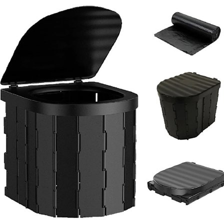 Bärbar Campingtoalett, Porta Potta för Vuxna Fällbar Campingtoalett med Lock, Komposttoaletter för Vandring, Camping, Bil, Vattentät Porta Pott