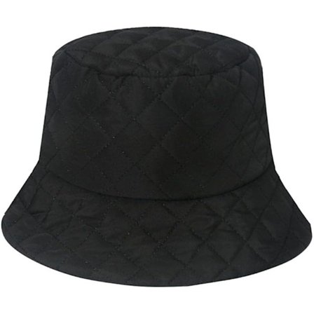 Bøttehatt for kvinner, sammenleggbar, vattert, utendørs, varm, vindtett, vinter, pressede rutete linjer