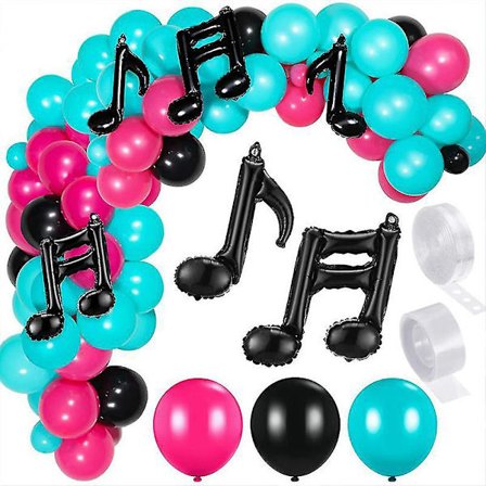 Musik Fødselsdagsfest Dekoration Sort Rød Blå Musikalsk Ballon Til Fest Fødselsdag Kort Video Dekoration