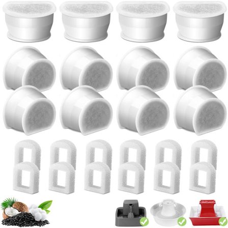 12-pak erstatningskulfiltre til kattefontæne, 12 vandfontænefiltre og 12 udskiftningsskum til keramisk pagode Avalon Butterfly Sedona A 12-pak_yu