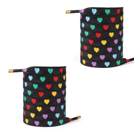 100 cm lange polyester snørebånd med hjertetryk, 9 mm flade snørebånd til voksne teenagere