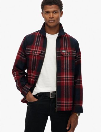 Superdry Wool Miller Zip Overshirt - Red - XL