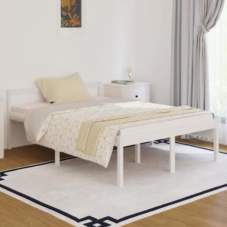Vidaxl Sängram Vit Massiv Furu 135x190 Cm 4ft6 Vit