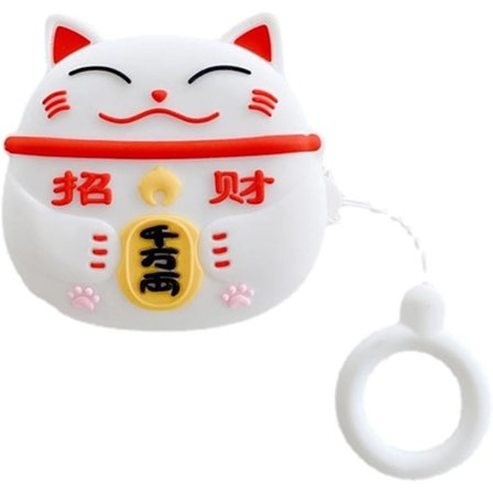 för Samsung GaIaxy Buds 2 Pro/Live/Pro/2/FE(2023), Sött Tecknat Lyckokatt Design Silikon Hörlursfodral med Krok