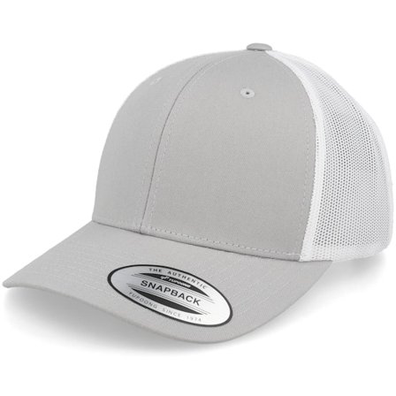 Yupoong - Grå trucker Caps - Retro 2-Tone Silver/White Trucker @ Hatstore