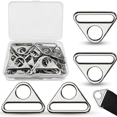 40 D-muotoista kolmionmuotoista hopeaseos D-rengasta, halkaisija 35 mm, säilytyslaatikolla - hopea, koko S