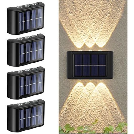 Soldrevet utendørs vegglampe, justerbare solcellelamper, opp og ned, IP65 vanntett vegglampe, trådløs vegglampe for garasje, hage og utendørs 4