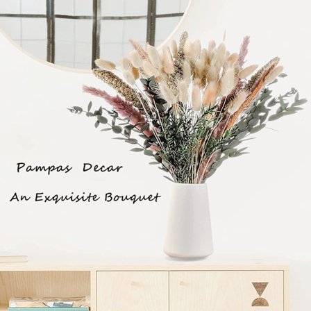 Naturlig tørket pampasdekorasjon, 85 pinner tørket bukett pampasgr