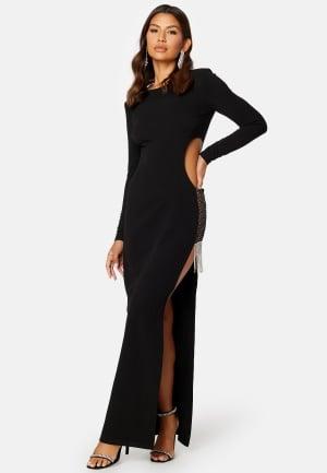 Bubbleroom Occasion Super cut out Bejewelled Gown 4XL Black Mekot Dam