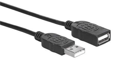 Manhattan MH Cable, Hi-Speed USB 2.0, A-Male/A-Female, 1.0m, Black, Po