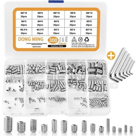 Insexskruvar utan huvud i rostfritt stål 300 delar