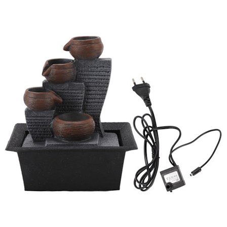 Pöytävesisuihkulähde Värillinen valo Hartsi Työpöydän vesiputouskoriste kotiin EU-pistoke 220-240V