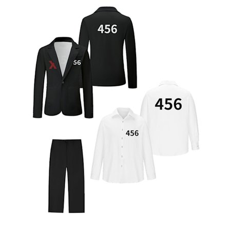 Squid Game 3-personers Cosplay Kostume Outfit Komplet Tøjsæt 456