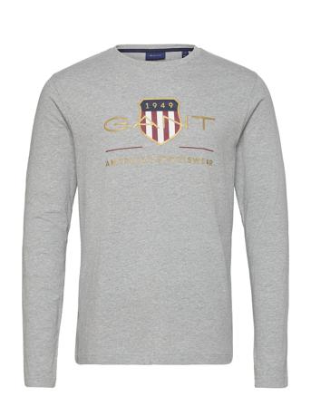 Archive Shield Ls T-Shirt T-Langærmet Skjorte Grå GANT