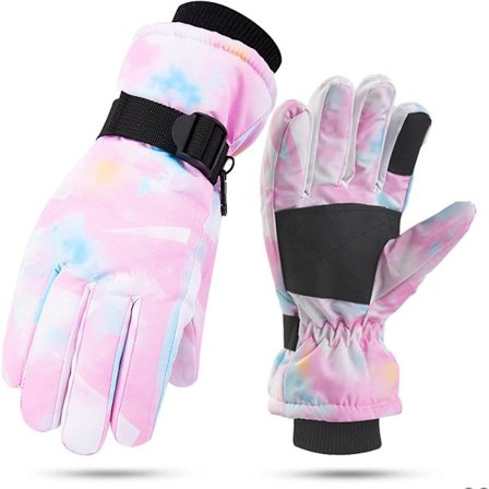 Vinter skihandsker til børn, vandtætte, skridsikre, varme plys handsker til piger og drenge i alderen 5-9 år, til kælkning, snowboarding, skøjteløb og