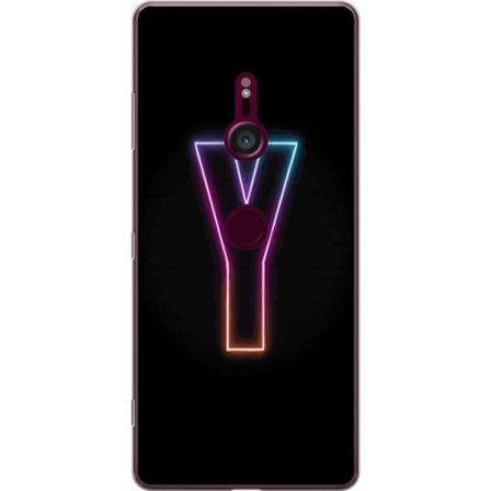 Kompatibelt Mobildeksel til Sony Sony Xperia XZ3 Minimalistisk neonbokstav Y i fargeskiftende lys mot svart bakgrunn