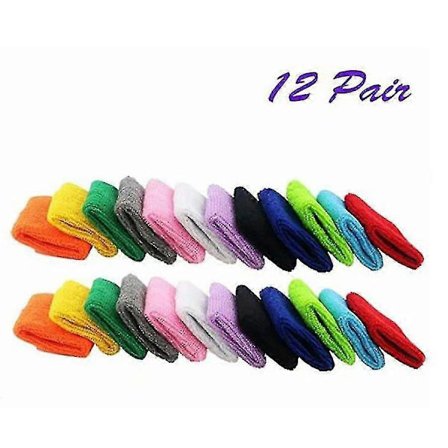 12 paria puuvillaisia hikinauhoja urheiluun, koripallon rannenauha A (FMY)