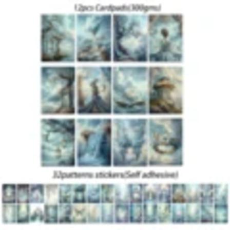 44 stk. (12 kort + 32 klistermærker) Fantasy Cloud Theme DIY Postkort Sæt, Perfekt til Journal Forbrugsartikler, Kunst Håndværk, Scrapbooking 