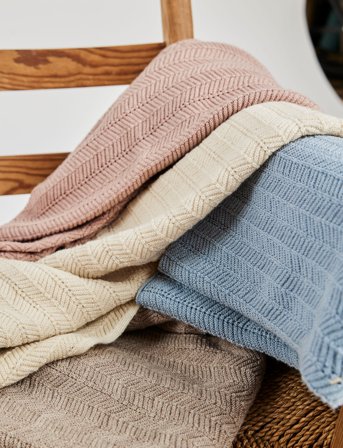 Smallstuff Baby Blanket, Fish Bone Knit, Off. White Wool - Cream - ONE SIZE 19 cm