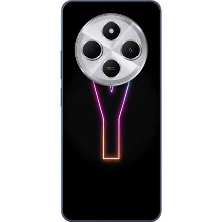 Kompatibel Mobilcover til Xiaomi Xiaomi Redmi 14C Minimalistisk neonbogstav Y i farveskiftende lys mod sort baggrund